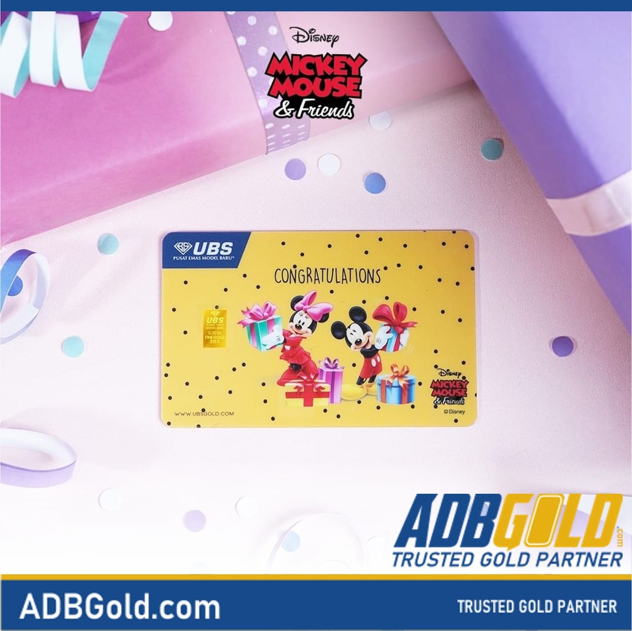 UBS Disney Gift Series 0,25 gram - Mickey & Minnie Mouse Congratulations