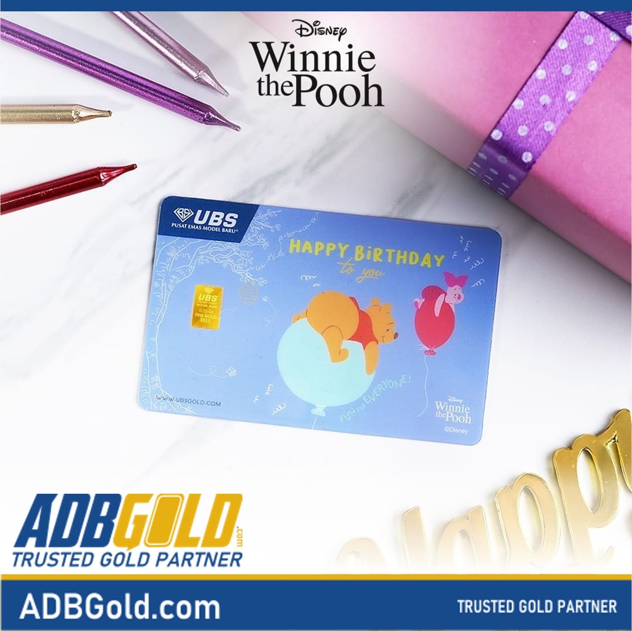 UBS Disney Gift Series 0,25 gram - Pooh Happy Birthday